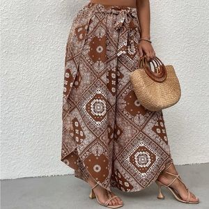 SOLD! Scarf Print Tie Front Palazzo Pants